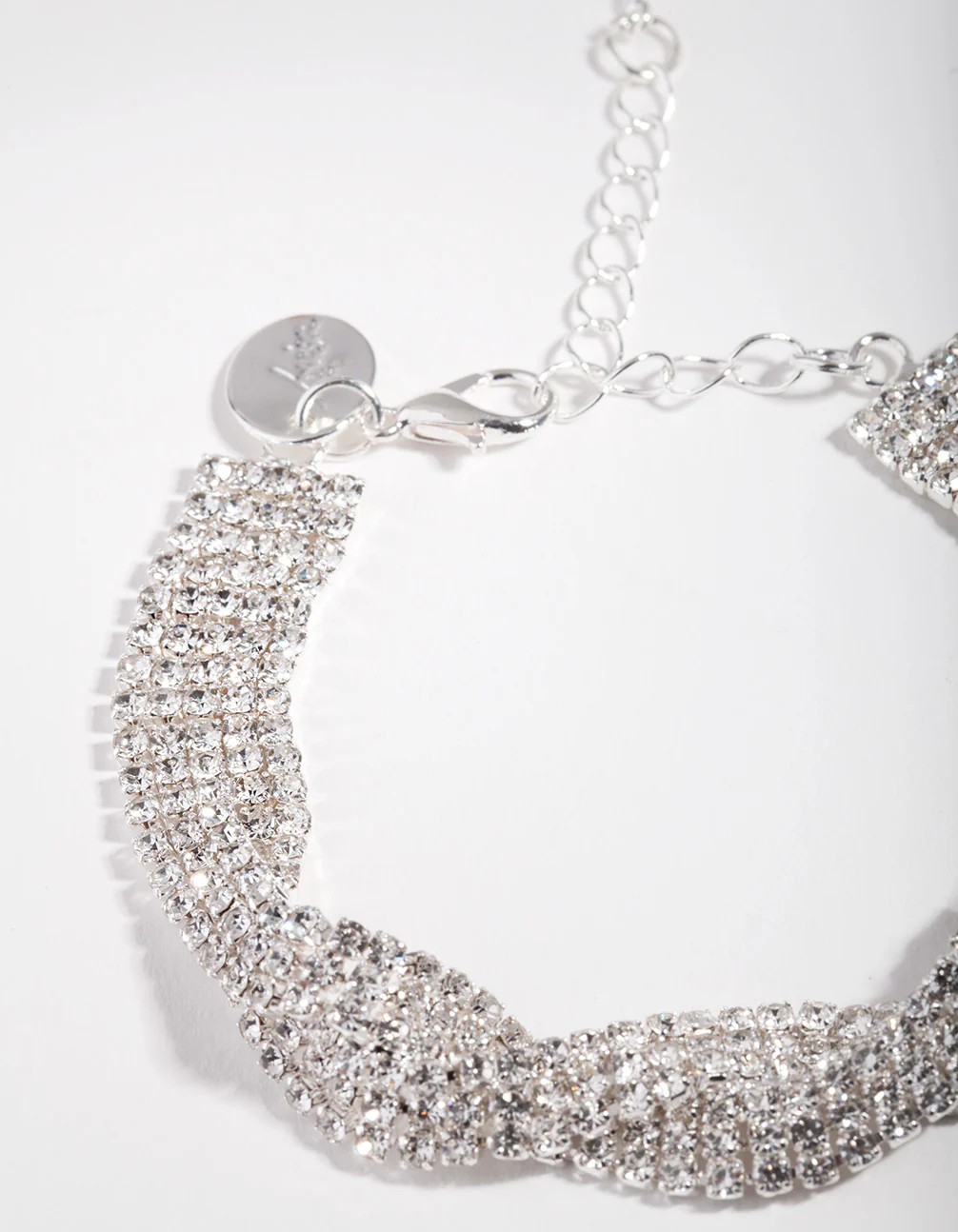 Silver Twisted Diamante Bracelet - Image 2