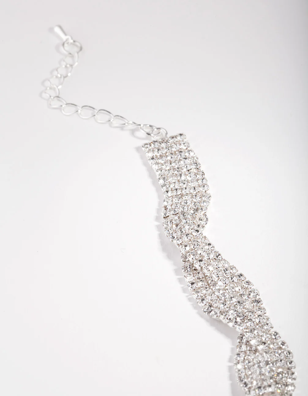 Silver Twisted Diamante Bracelet - Image 3
