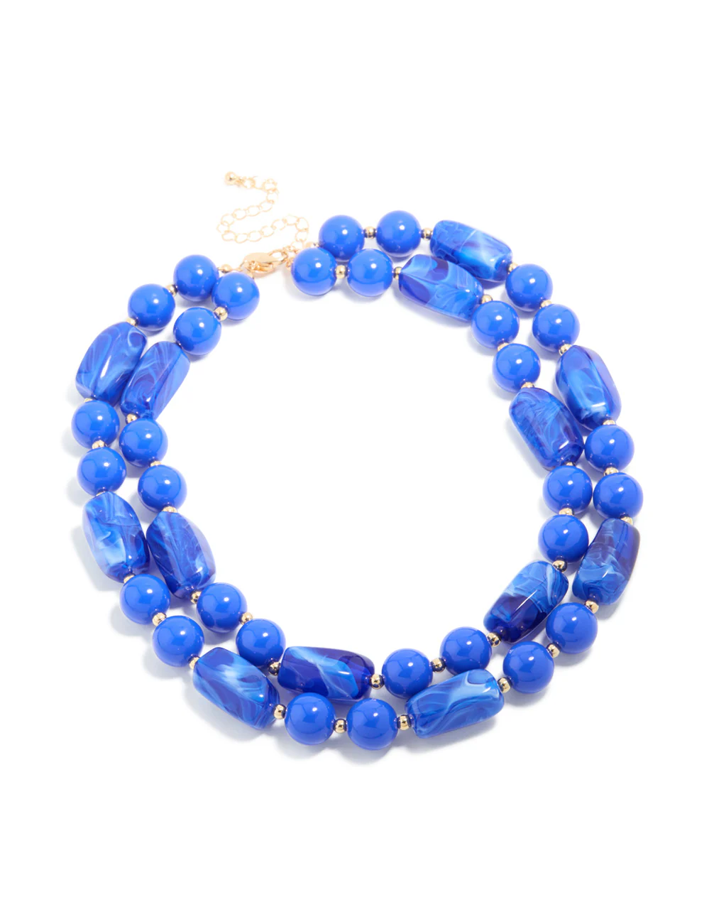 Dark Blue Acrylic Beaded Long Layered Necklace - Image 2