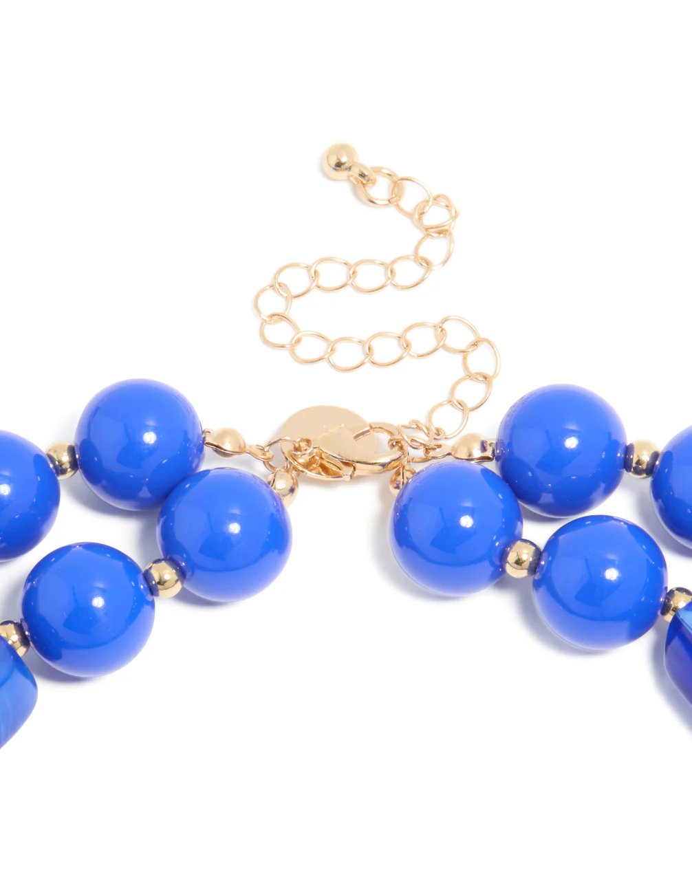 Dark Blue Acrylic Beaded Long Layered Necklace - Image 3