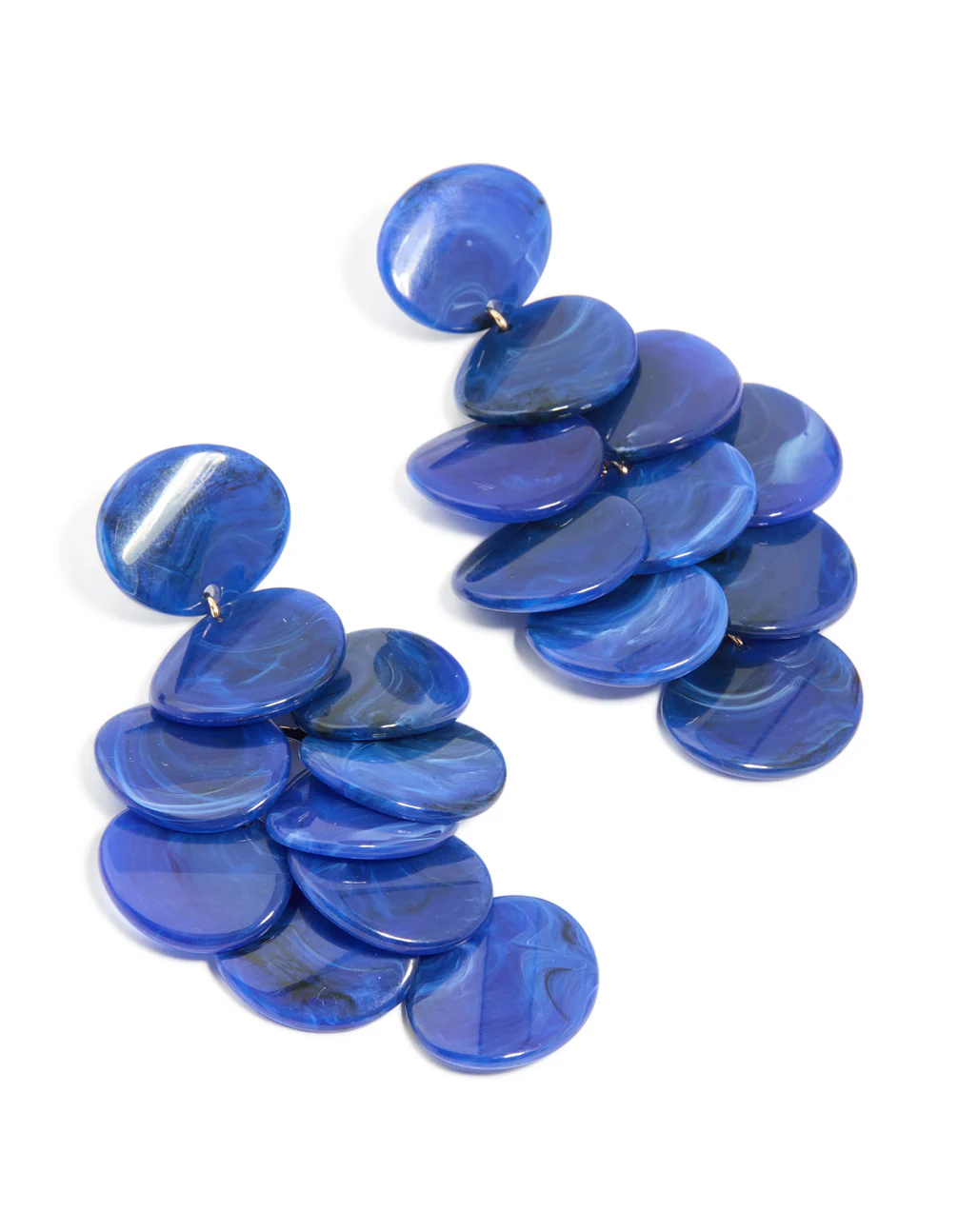 Dark Blue Acrylic Circles Waterfall Drop Earrings - Image 2