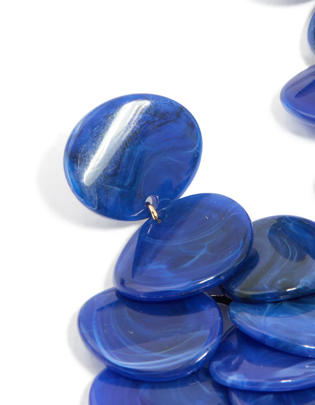 Dark Blue Acrylic Circles Waterfall Drop Earrings - Image 4