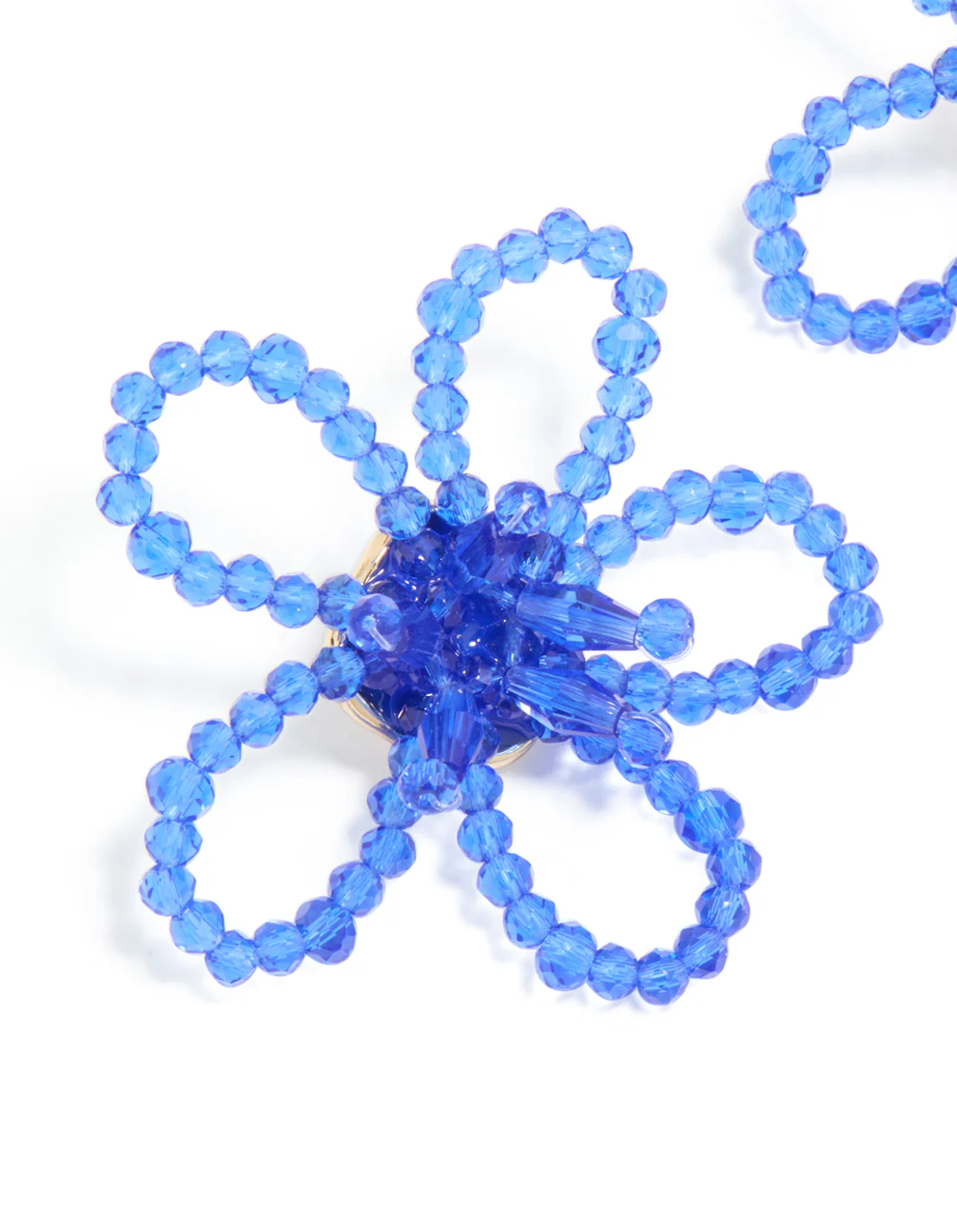 Dark Blue Beaded Flower Outline Stud Earrings - Image 4