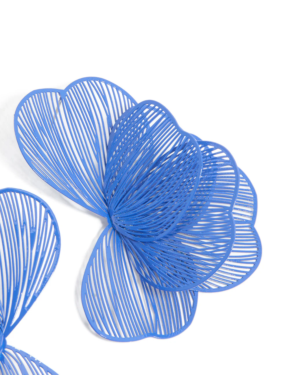 Dark Blue Coated Metal Wire Petal Stud Earrings - Image 5