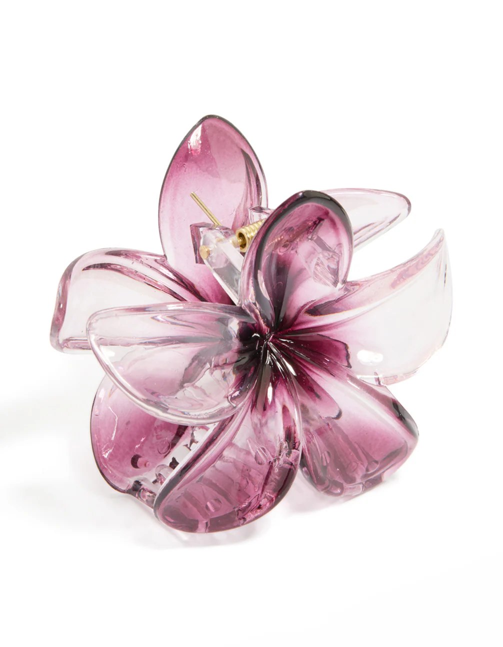 Dark Purple Ombre Frangipani Flower Claw Clip - Image 2