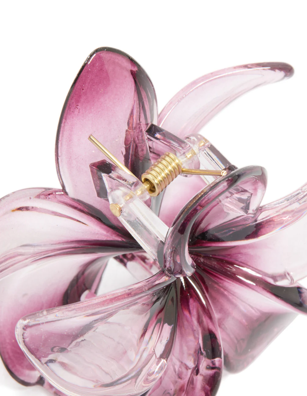 Dark Purple Ombre Frangipani Flower Claw Clip - Image 3