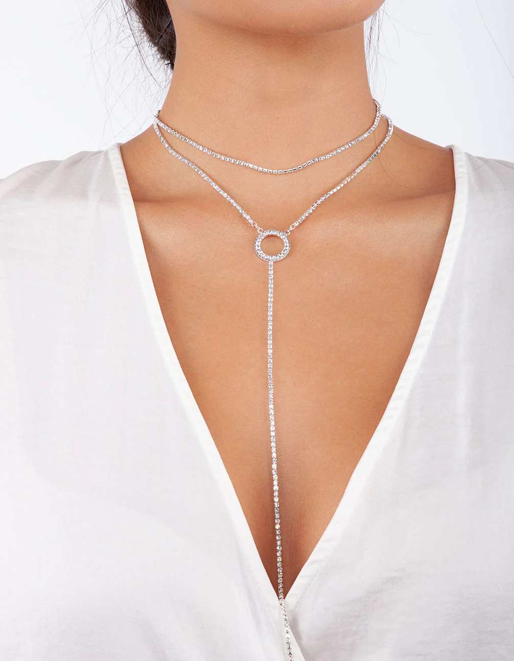 Silver Circle Cup Chain Choker - Image 2