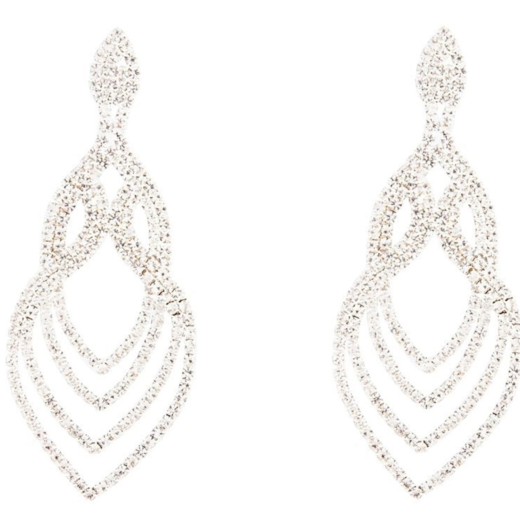 Silver Layered Tier Drop Earrings - Image 3