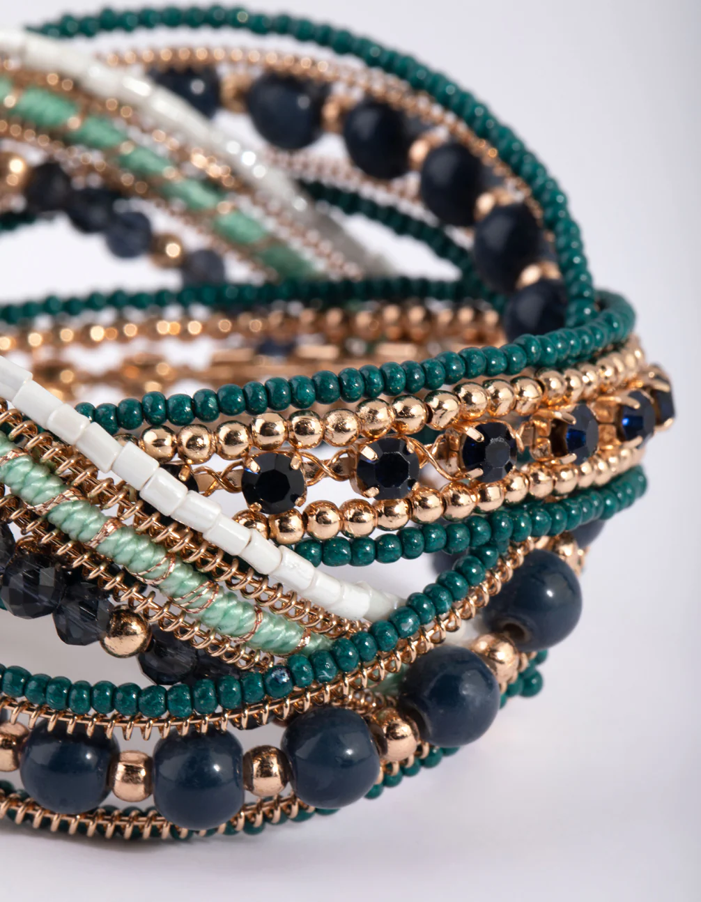 Gold & Green Beaded Bangle - Image 3