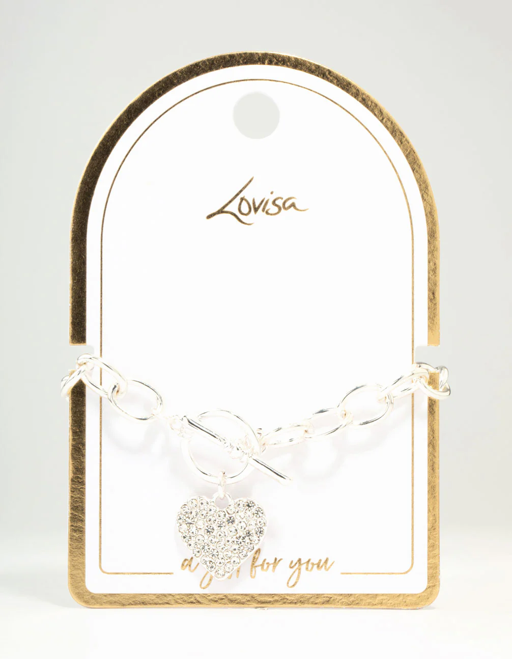 Diamante Heart Silver T & O Bracelet - Image 2
