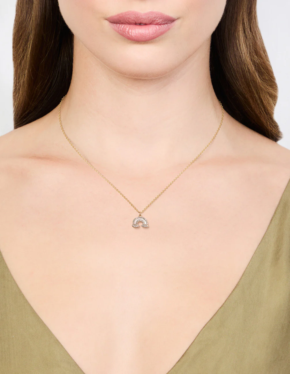 Gold Diamante Rainbow Necklace - Image 2