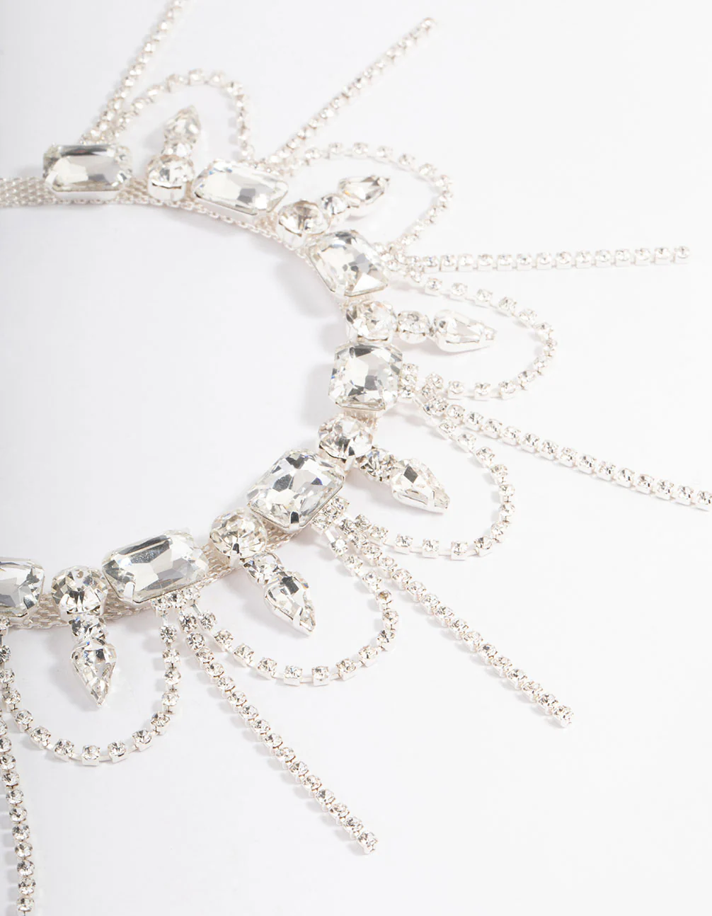 Silver Statement Diamante Tassel Choker - Image 3