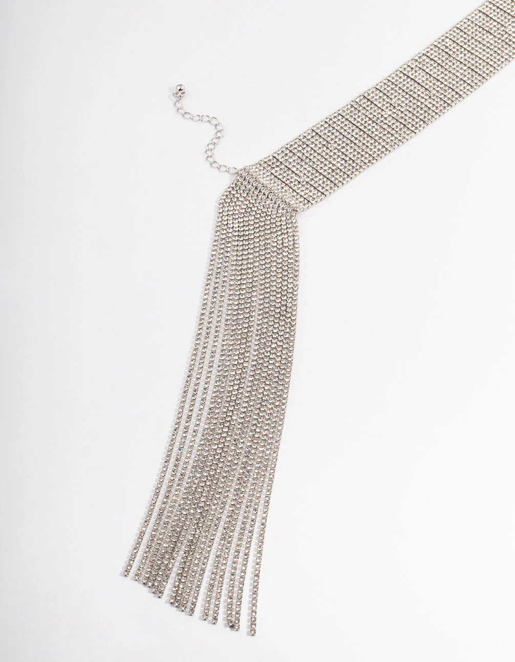 Silver Cup Chain Back Tassel Choker - Image 3