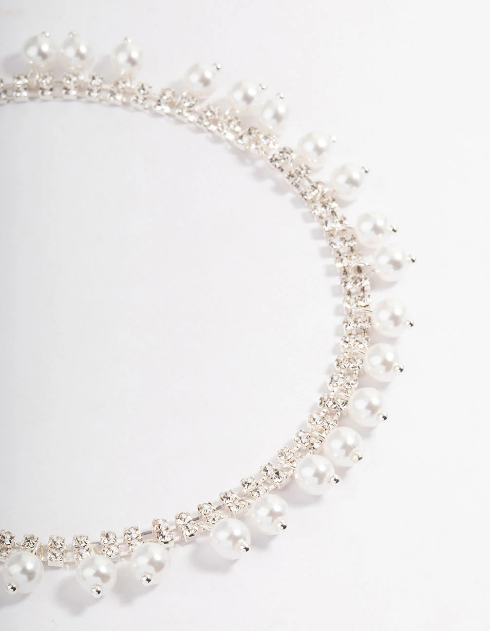 Silver Cup Chain Pearl Tassel Choker - Image 2