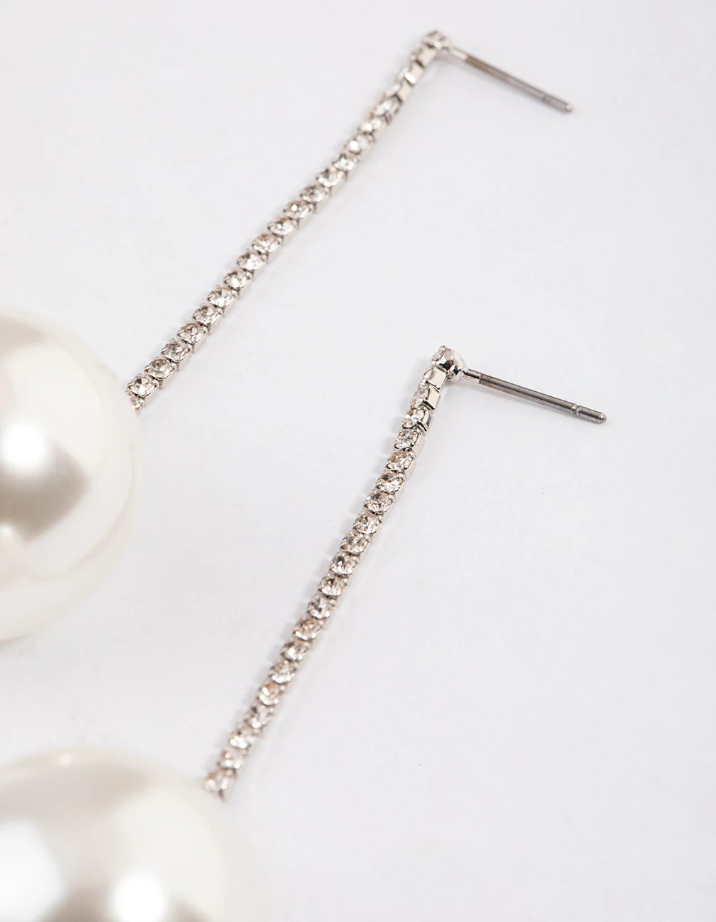 Silver Cup Chain Large Pearl Drop Earrings - Image 2