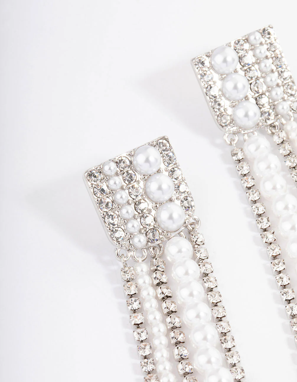 Silver Statement Long Mixed Drop Earrings - Image 2