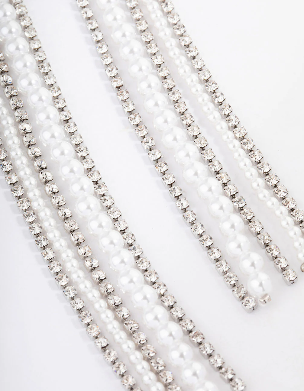 Silver Statement Long Mixed Drop Earrings - Image 3
