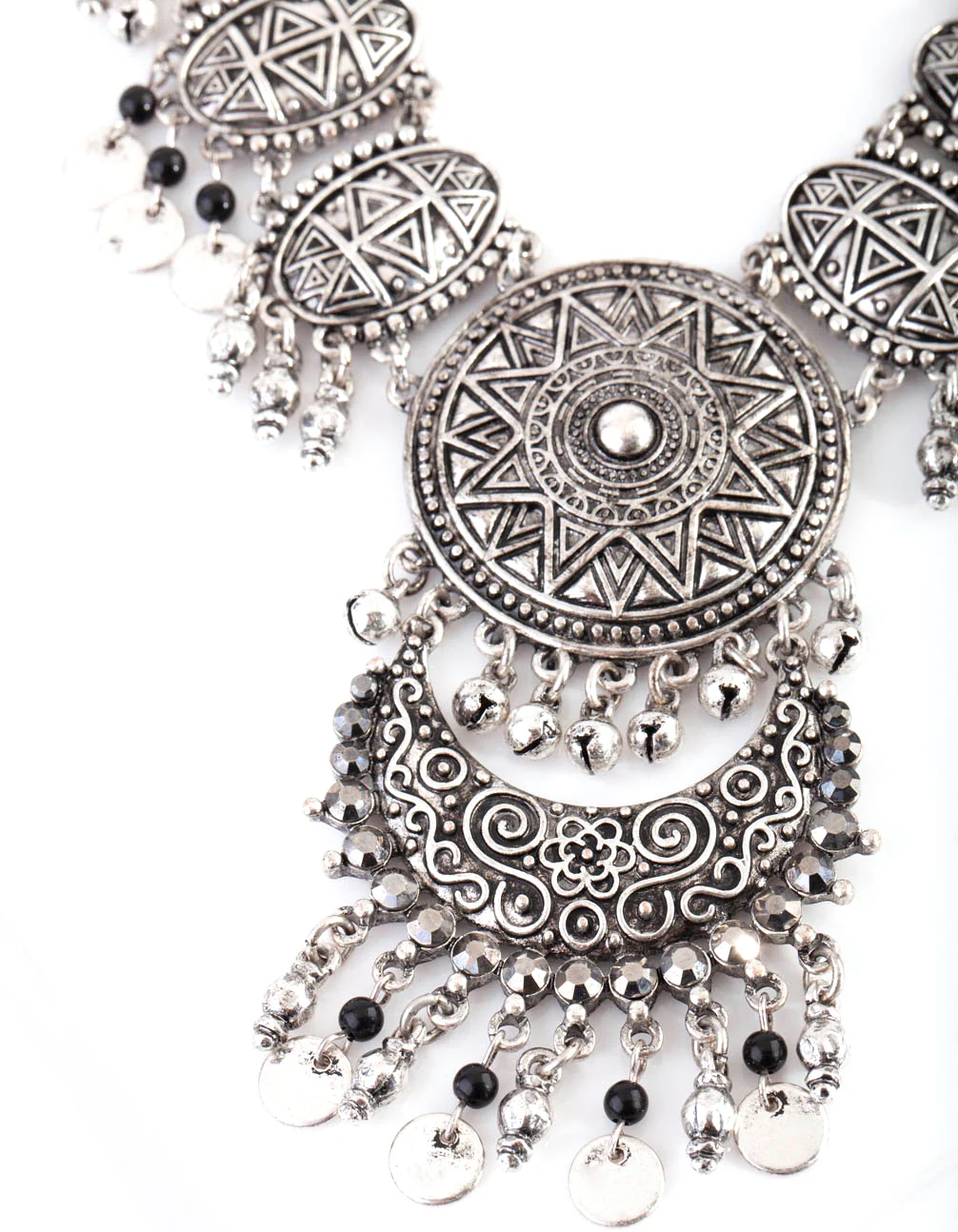 Gunmetal Bohemian Bead Drop Necklace - Image 2