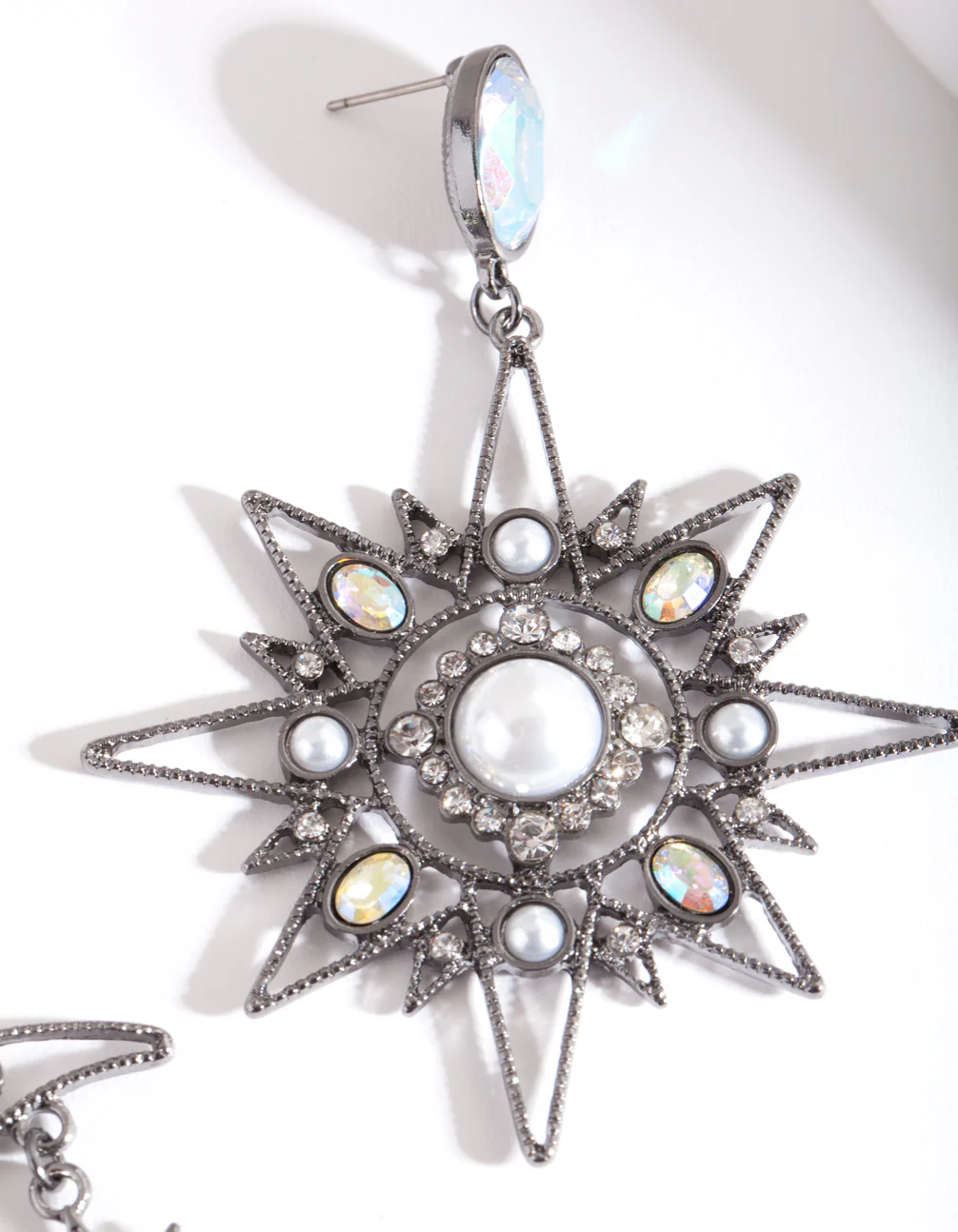 Gunmetal Star & Moon Earrings - Image 2