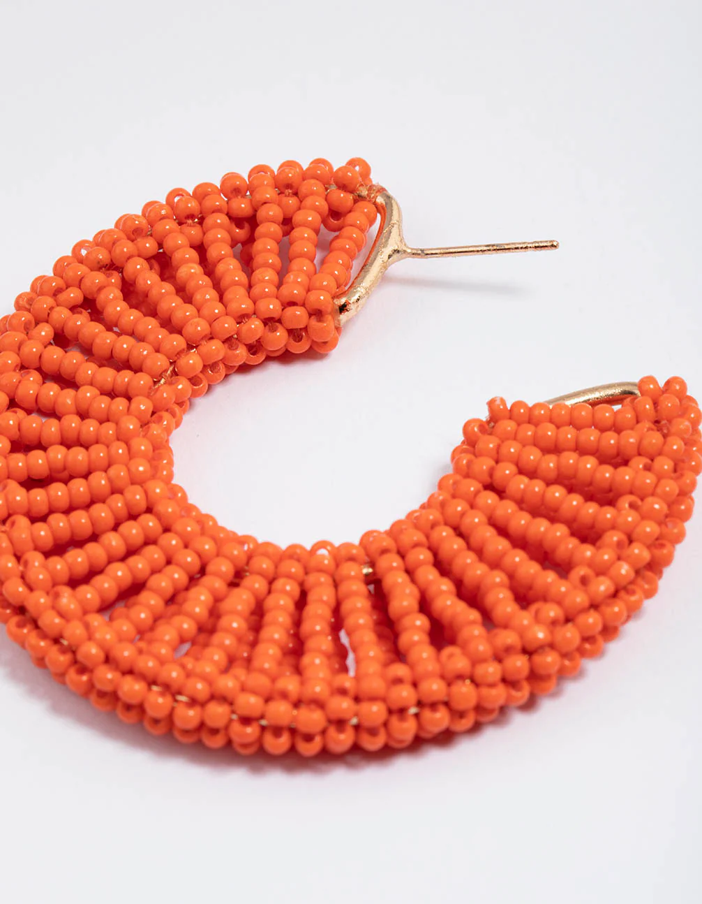 Orange Raffia Flat Statement Hoop Earrings - Image 3