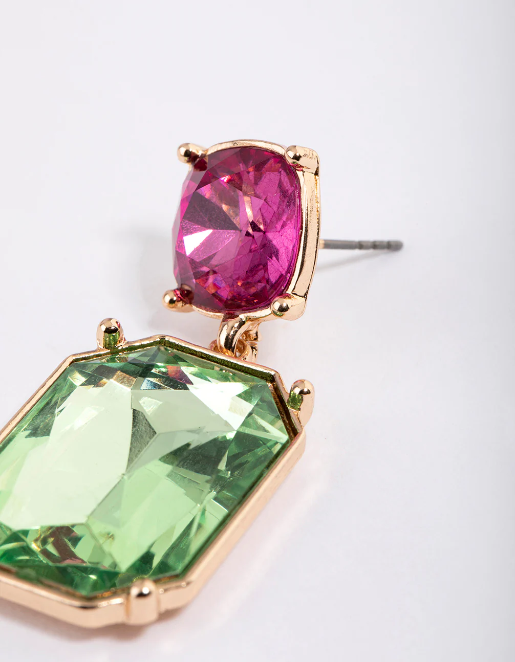 Gold Contrast Crystal Drop Earrings - Image 3