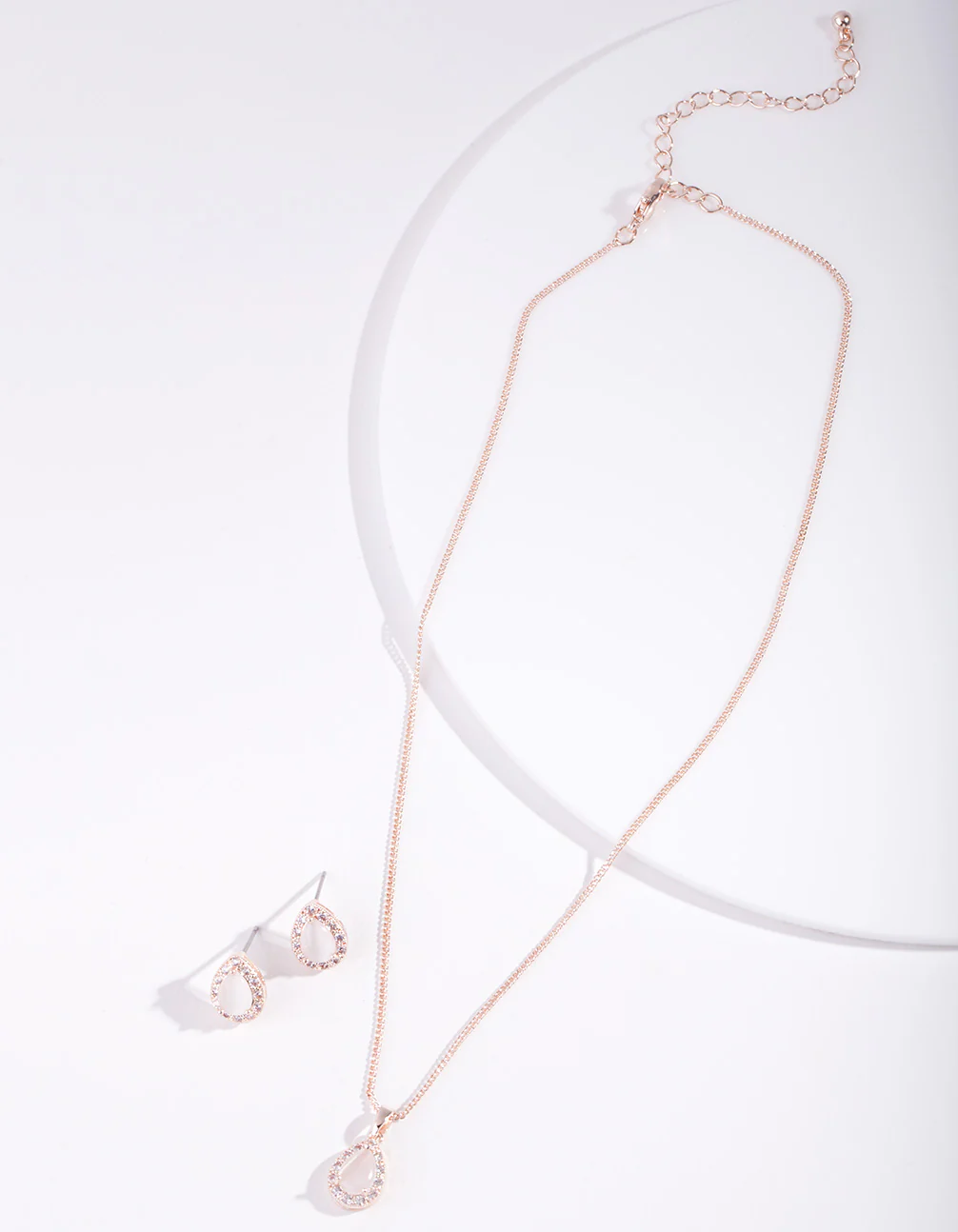 Rose Gold Diamond Simulant Floral Jewellery Set - Image 2