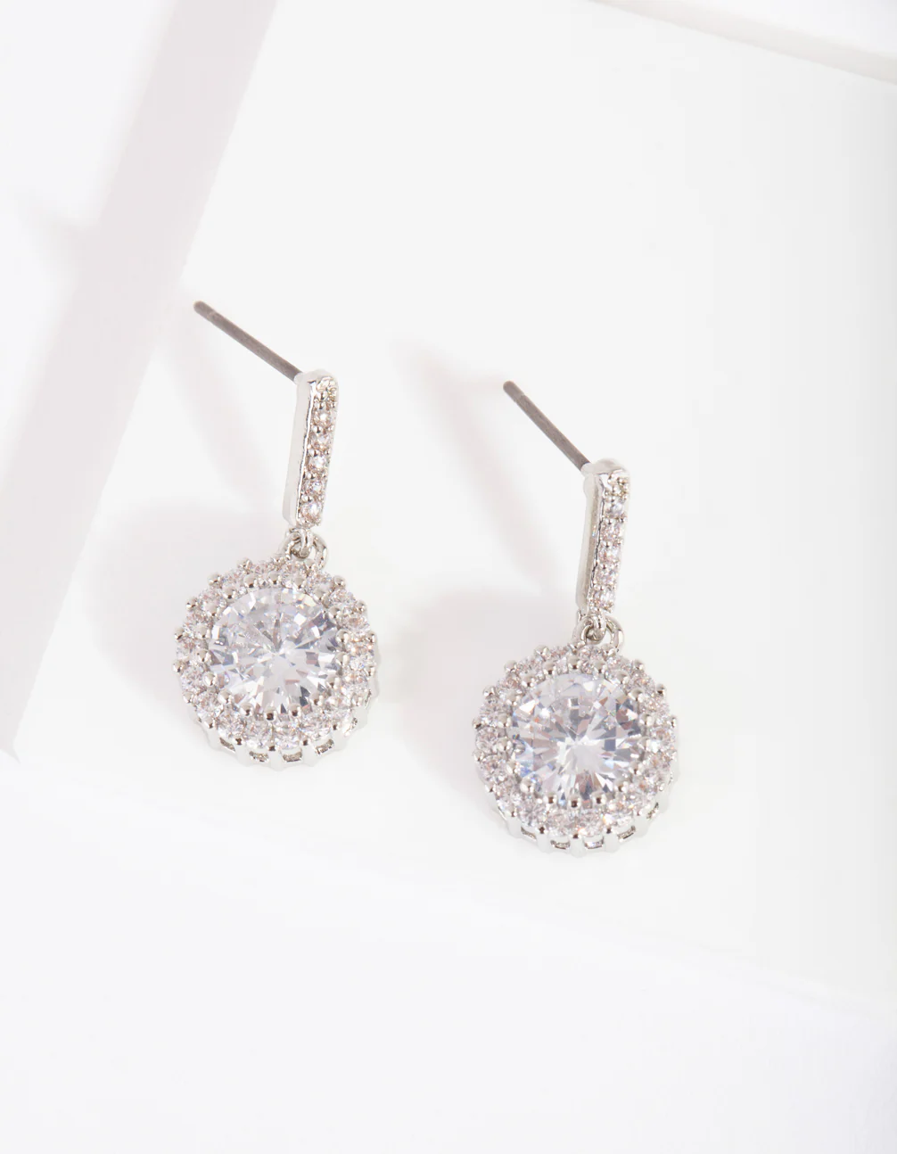 Diamond Simulant Circle Drop Earrings - Image 2