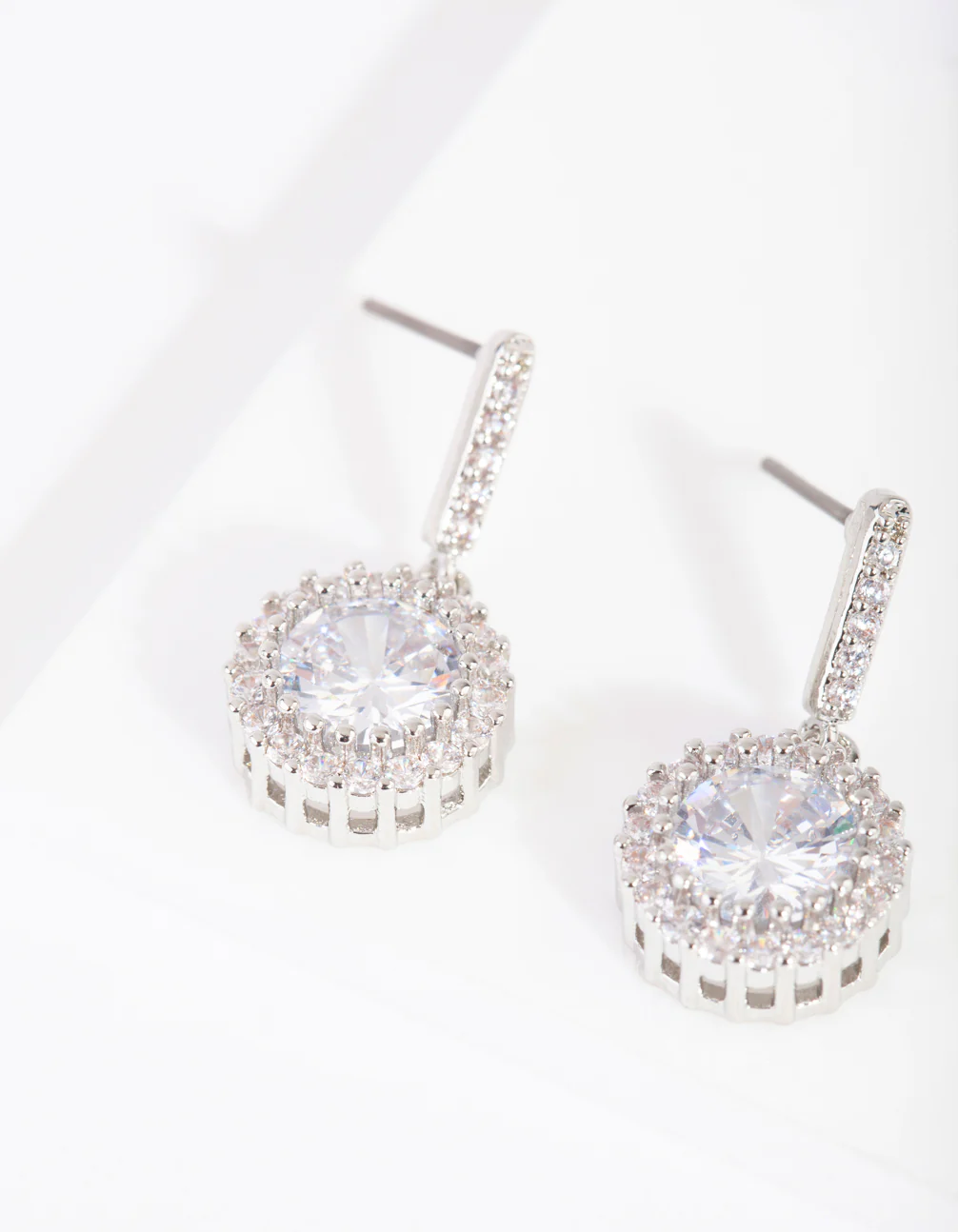 Diamond Simulant Circle Drop Earrings - Image 3