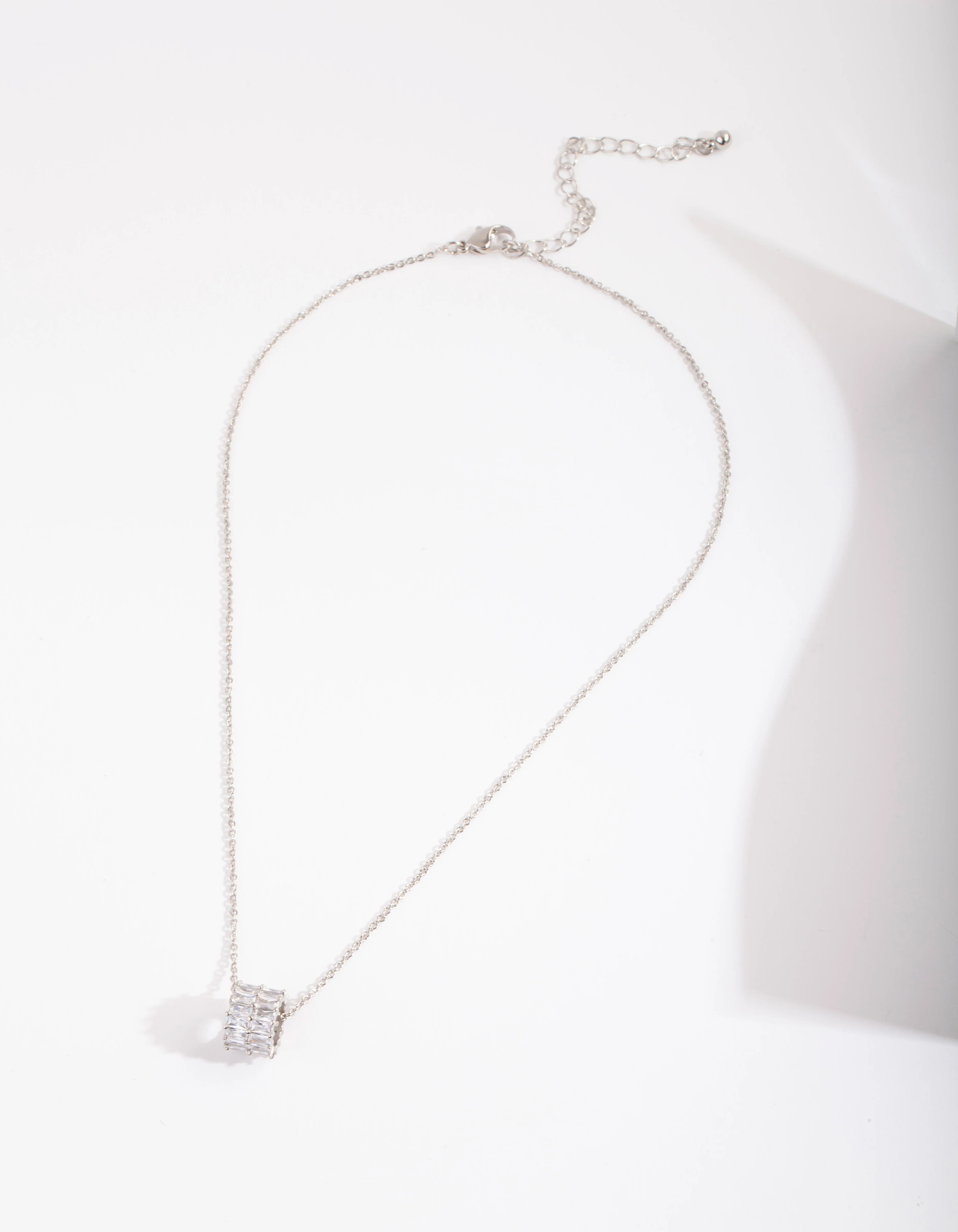 Diamond Simulant Double Row Baguette Necklace - Image 2