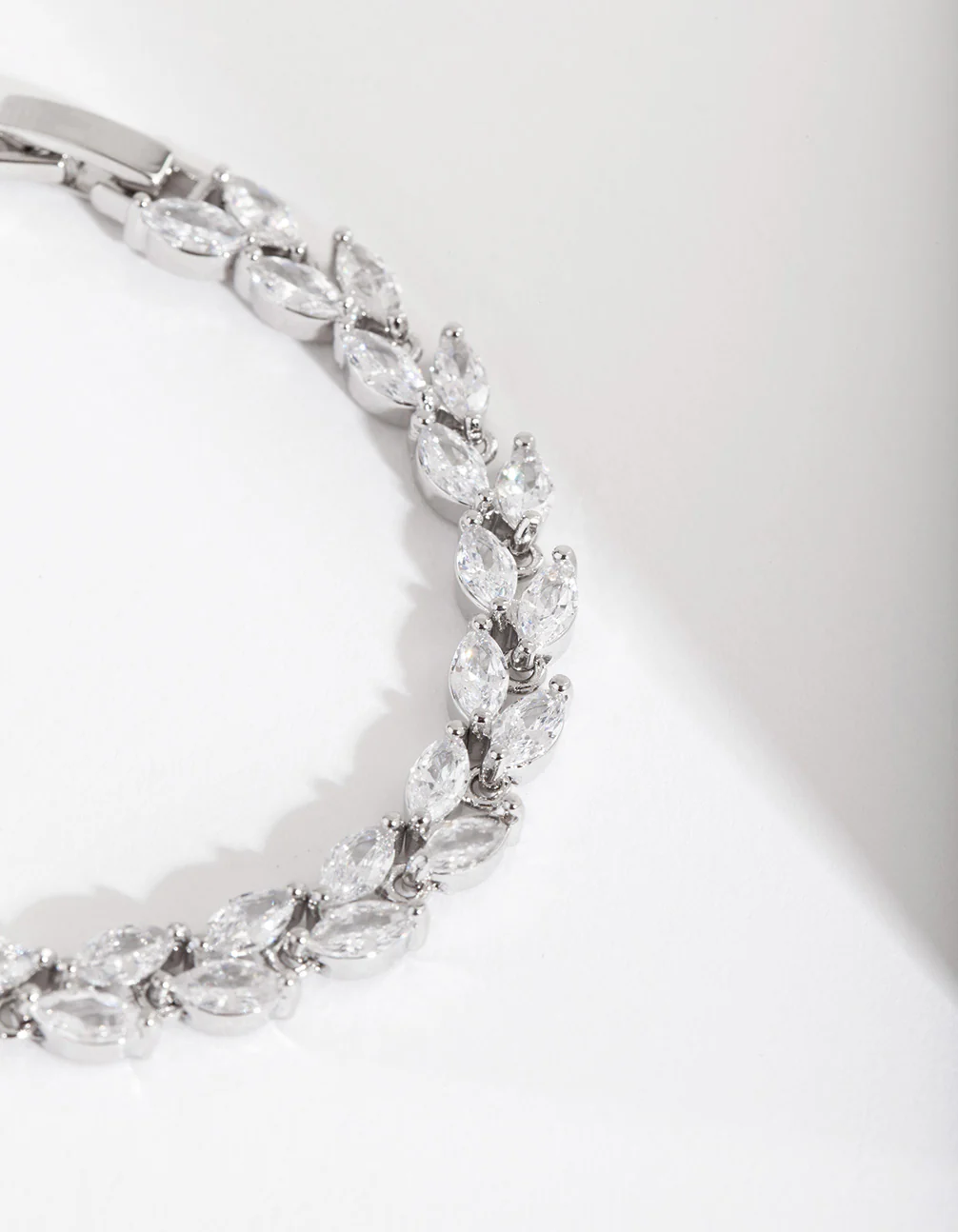 Silver Diamond Simulant Petal Row Tennis Bracelet - Image 2