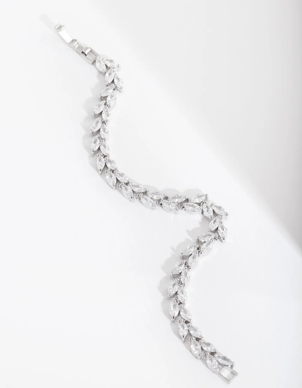 Silver Diamond Simulant Petal Row Tennis Bracelet - Image 3