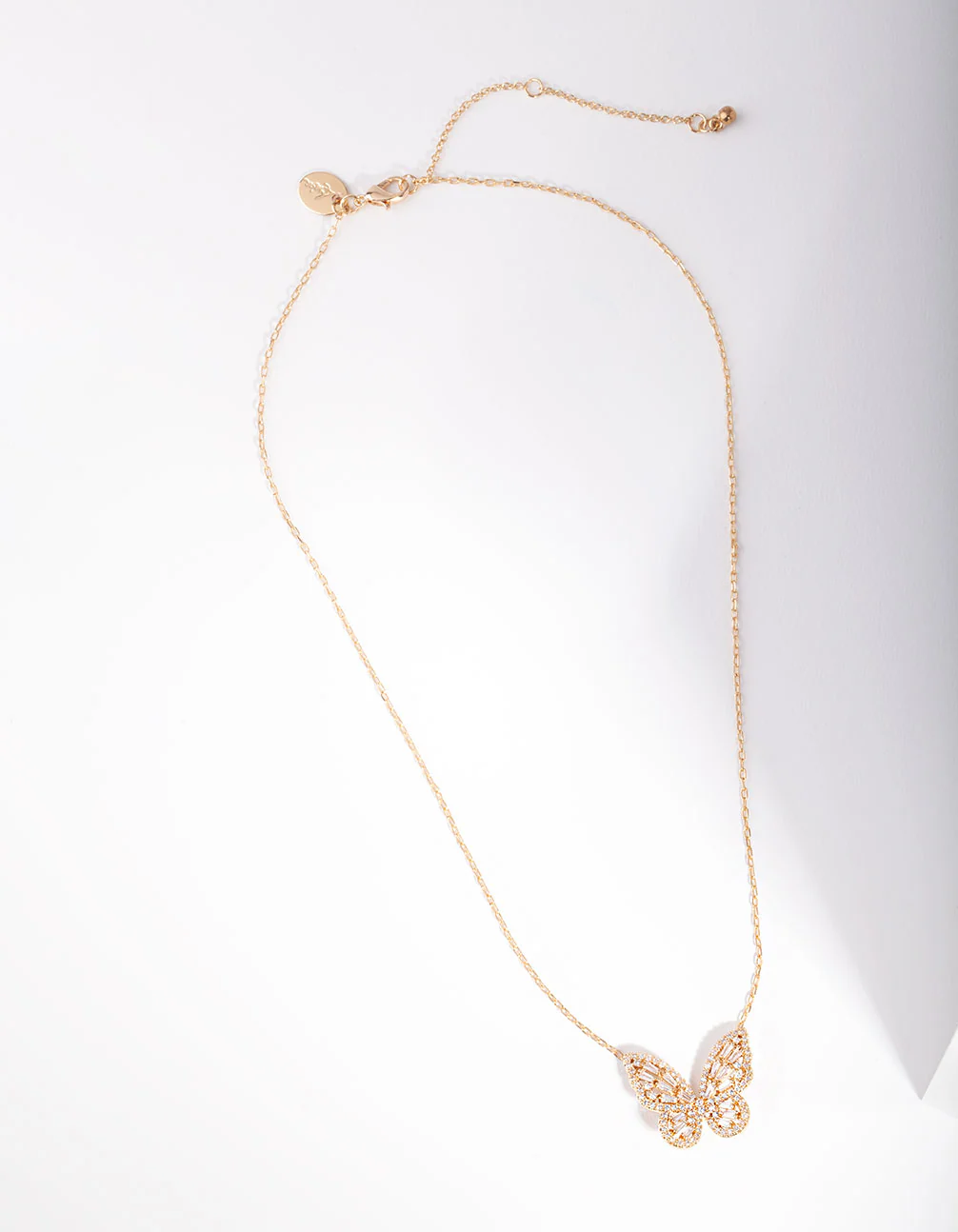 Gold Diamond Simulant Butterfly Necklace - Image 3