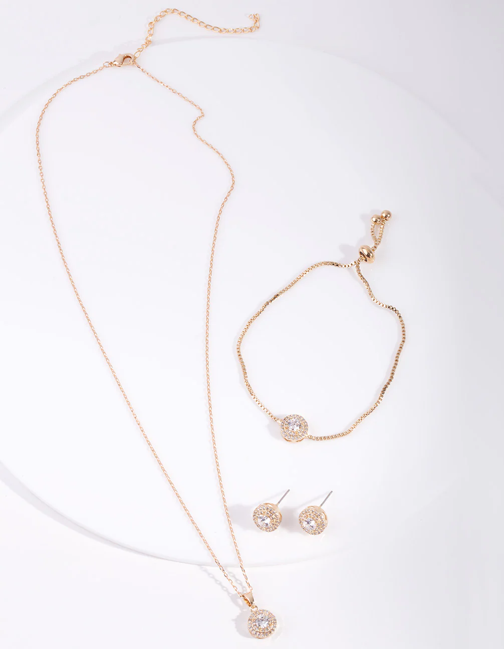 Gold Diamond Simulant Circle Jewellery Set - Image 2