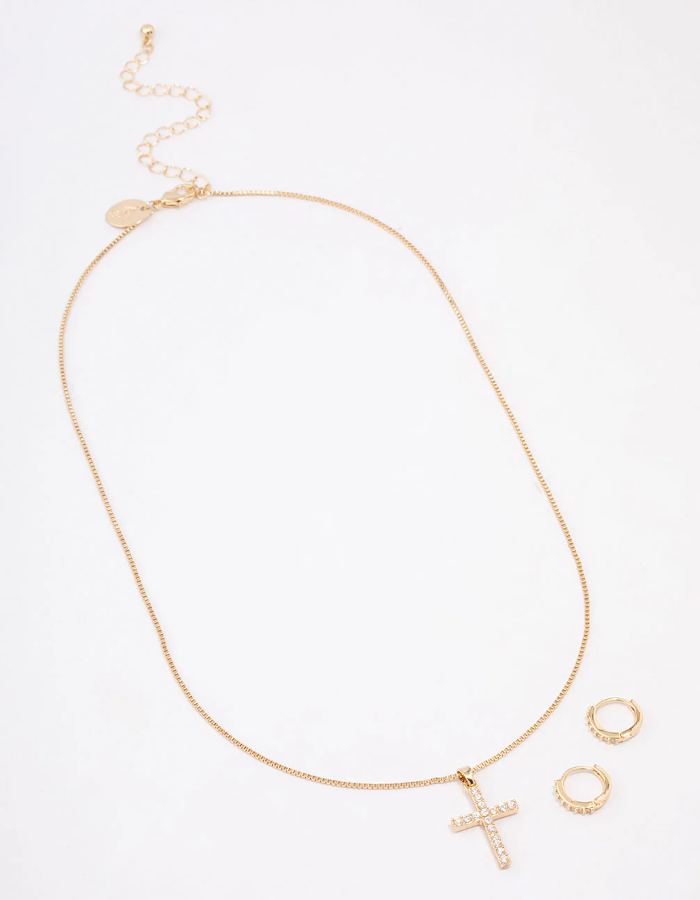 Gold Plated Diamante Cross Jewellery Set - Image 2