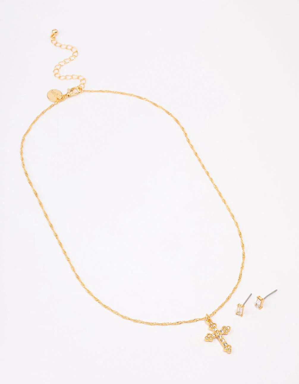 Gold Plated Diamante Cross Jewellery Set - Image 2