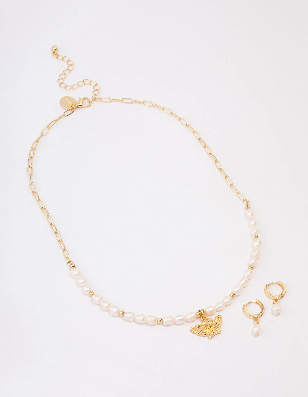 Gold Plated Freshwater Pearl Cherub Jewellery Set - Image 2