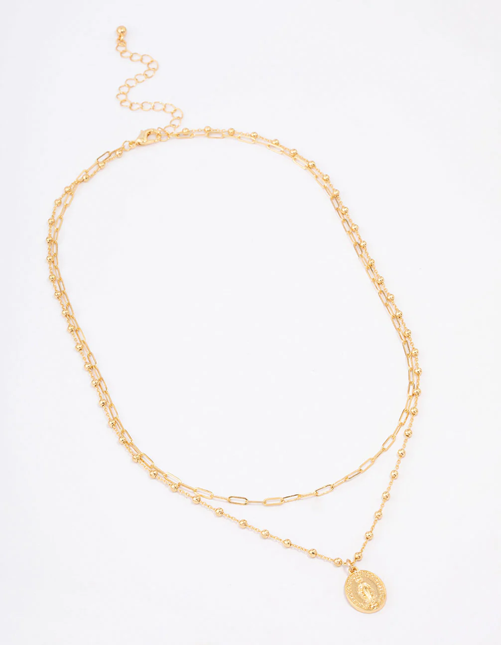 Gold Plated Layered Coin Necklace - Image 2