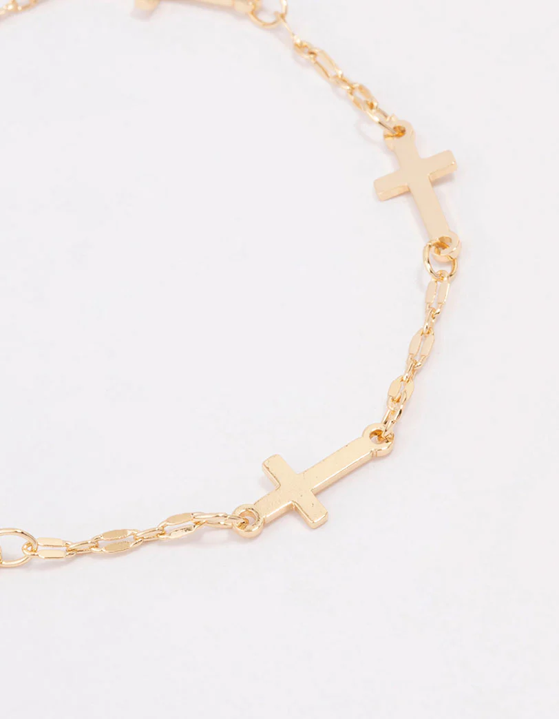 Gold Plated Multi Cross Bracelet - Image 2