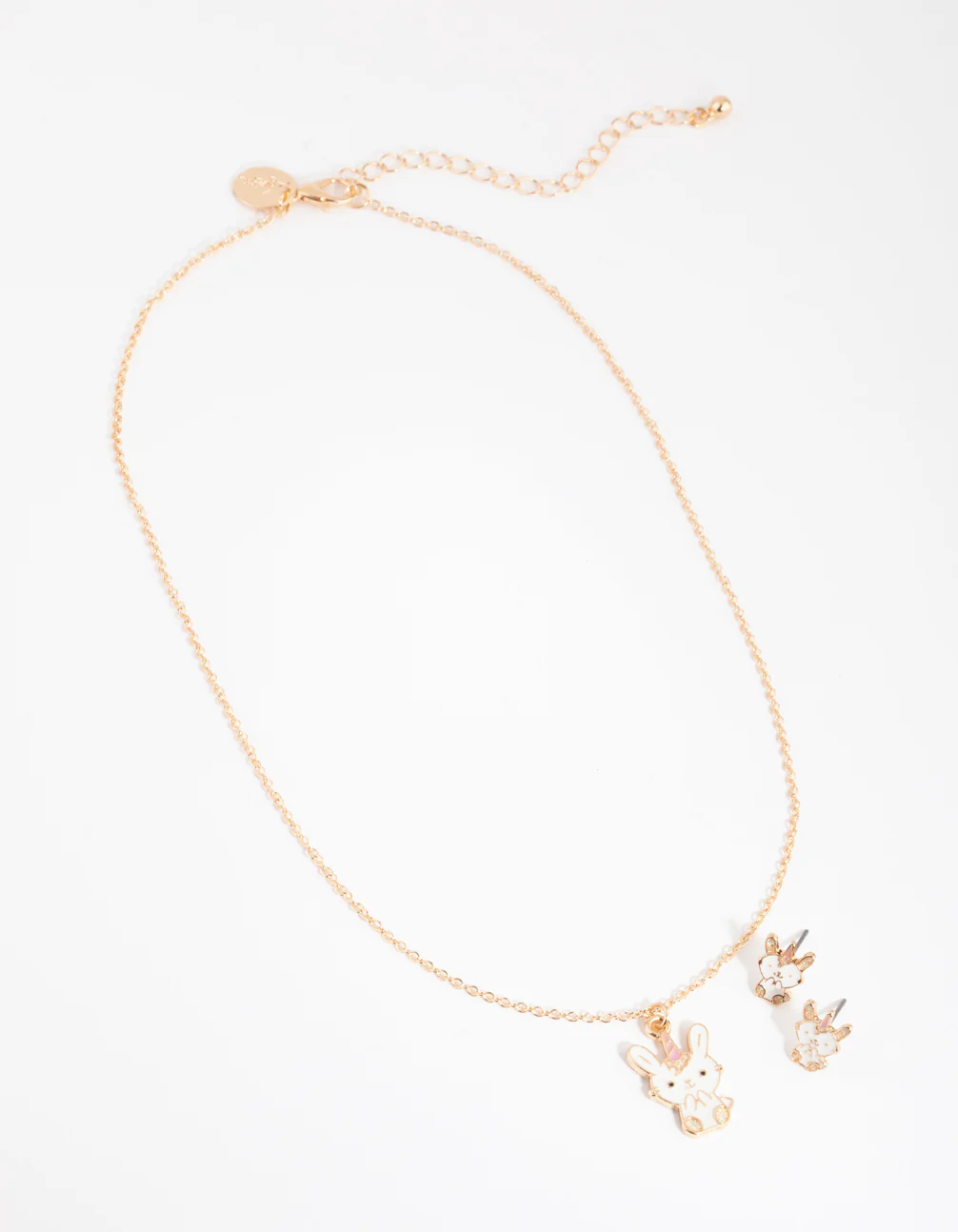 Kids Gold Bunny Necklace & Earrings Set - Image 2