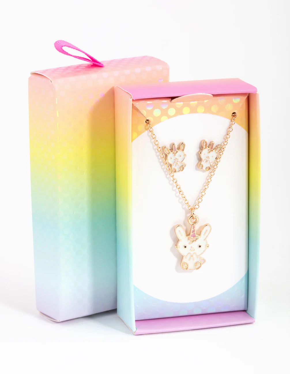 Kids Gold Bunny Necklace & Earrings Set - Image 3