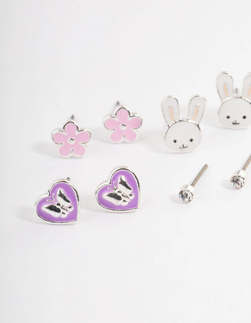 Kids Bunny Heart Stack Earrings 6-Pack - Image 2