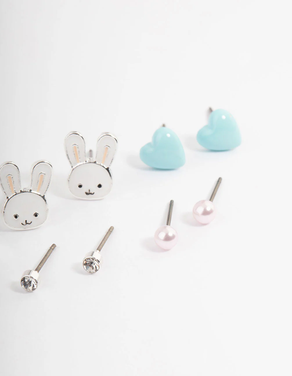 Kids Bunny Heart Stack Earrings 6-Pack - Image 3