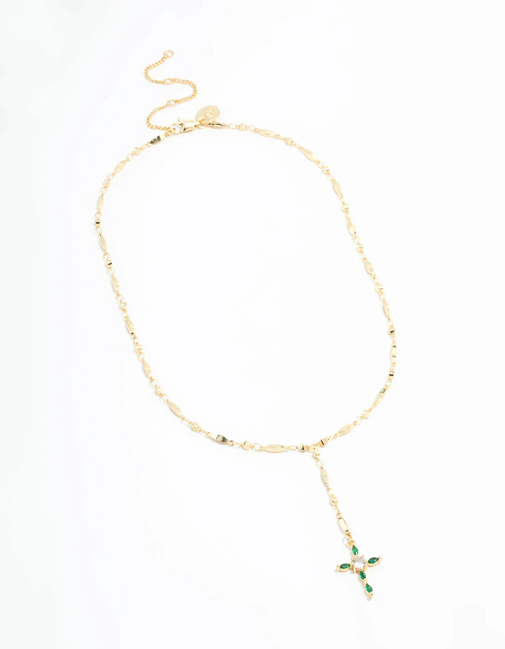 Emerald Cross Chain Y-Necklace - Image 4