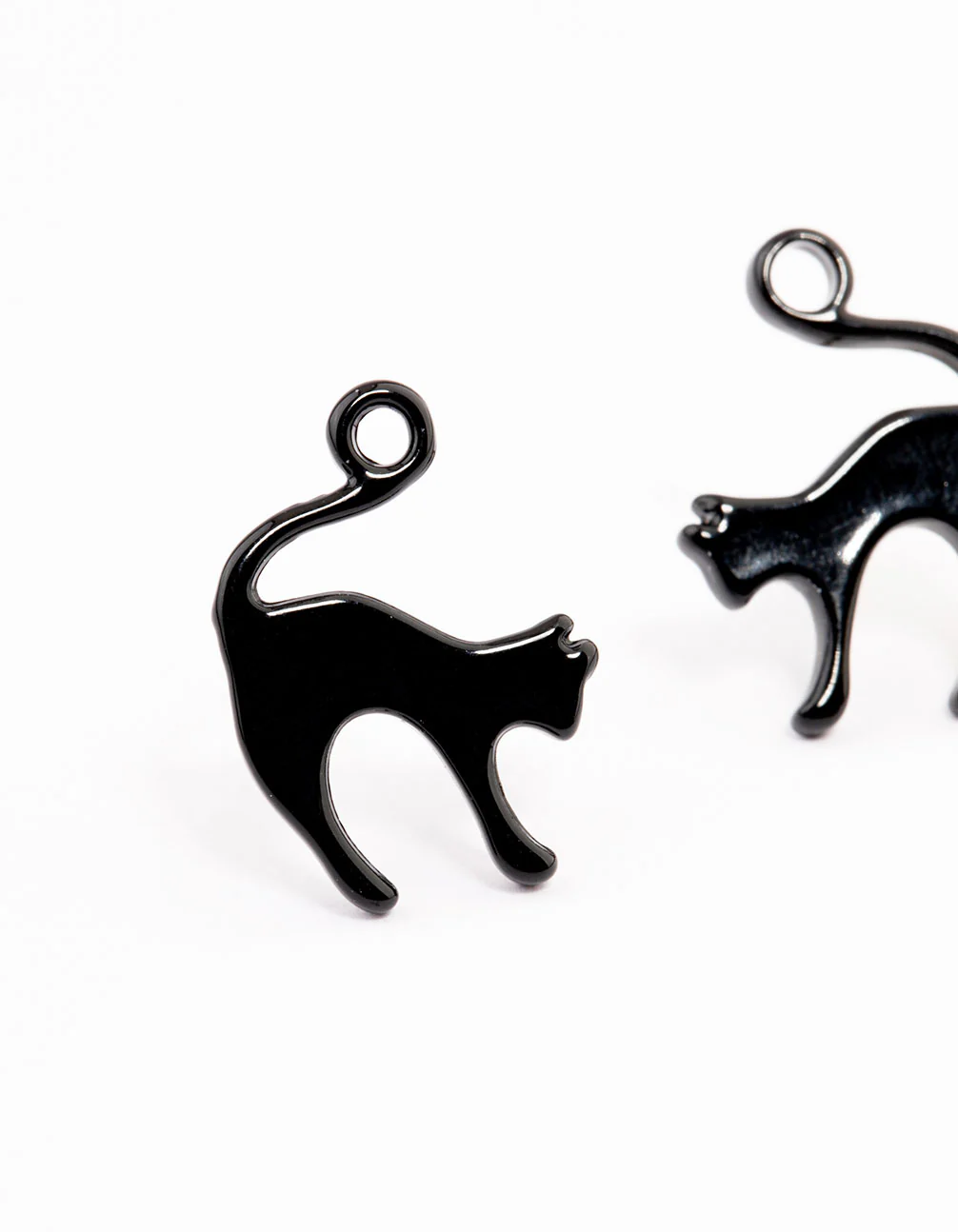 Acrylic Black Cat Stud Earrings - Image 2