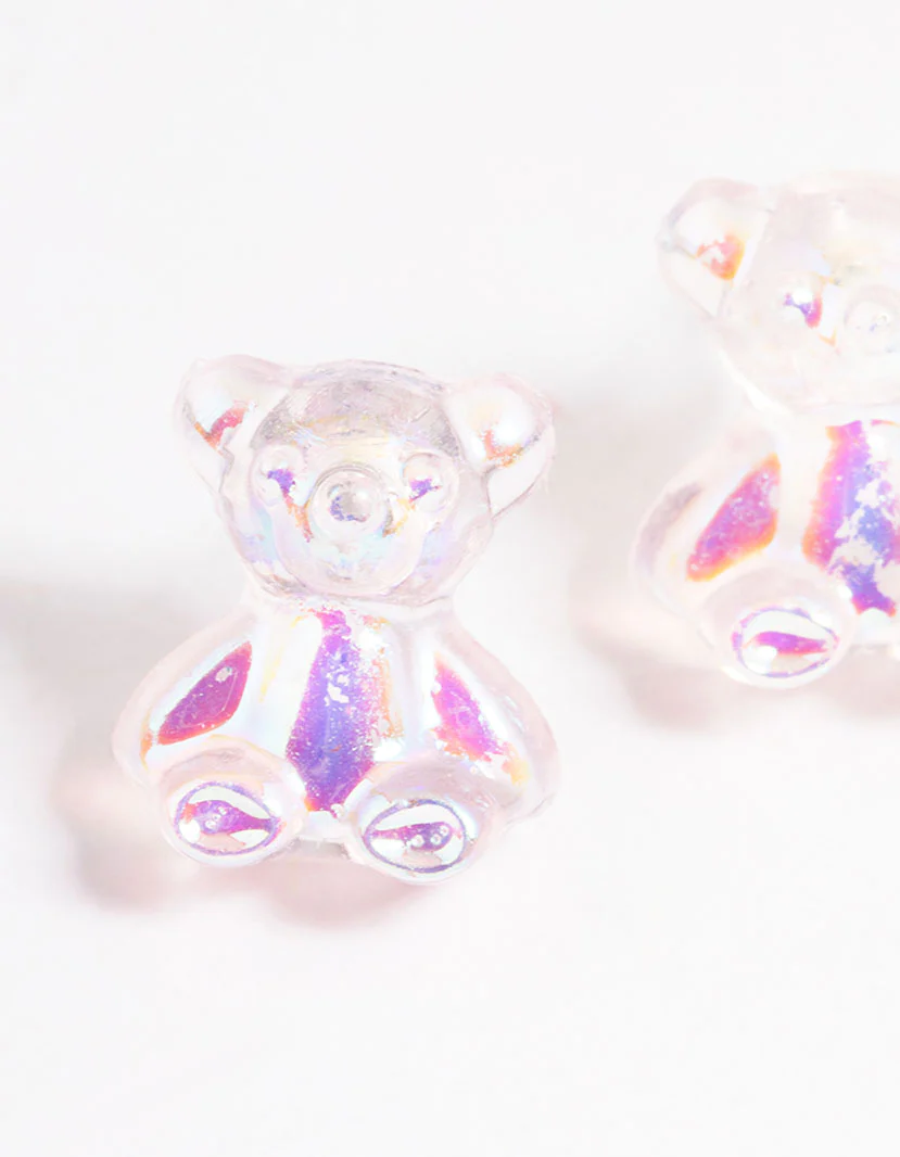 Acrylic Pink Candy Bear Stud Earrings - Image 2