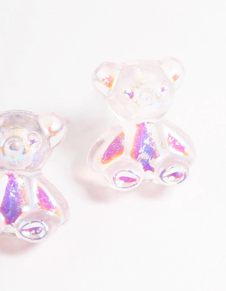Acrylic Pink Candy Bear Stud Earrings - Image 3