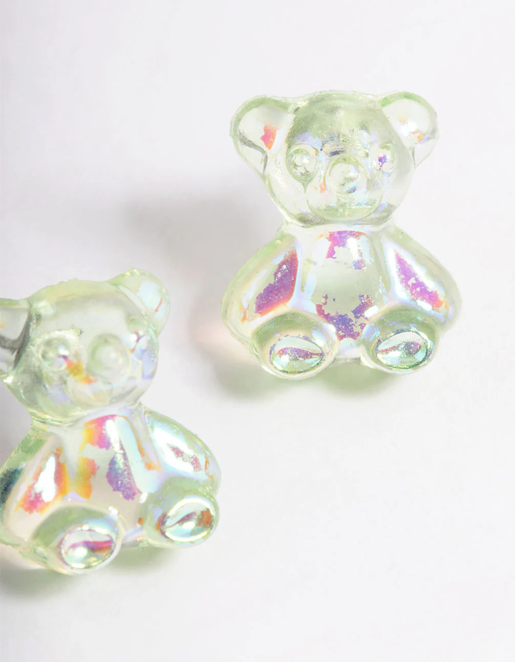 Acrylic Green Candy Bear Stud Earrings - Image 3