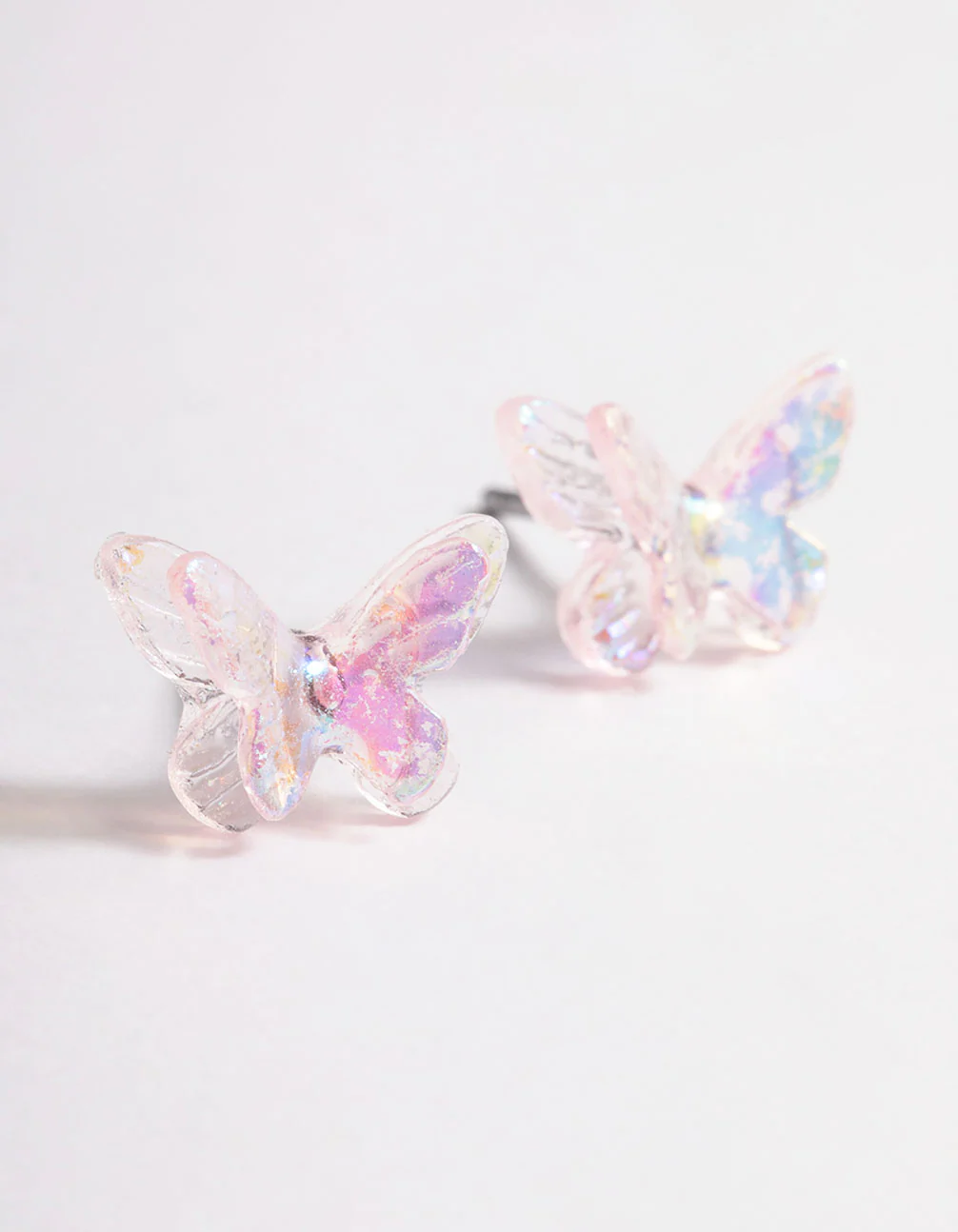 Acrylic Pink Candy Butterfly Stud Earrings - Image 2