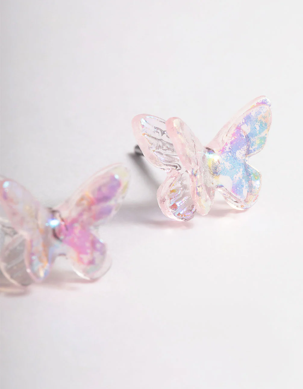 Acrylic Pink Candy Butterfly Stud Earrings - Image 3