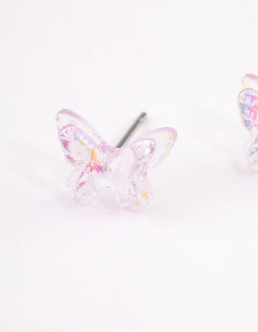 Acrylic Lilac Candy Butterfly Stud Earrings - Image 2